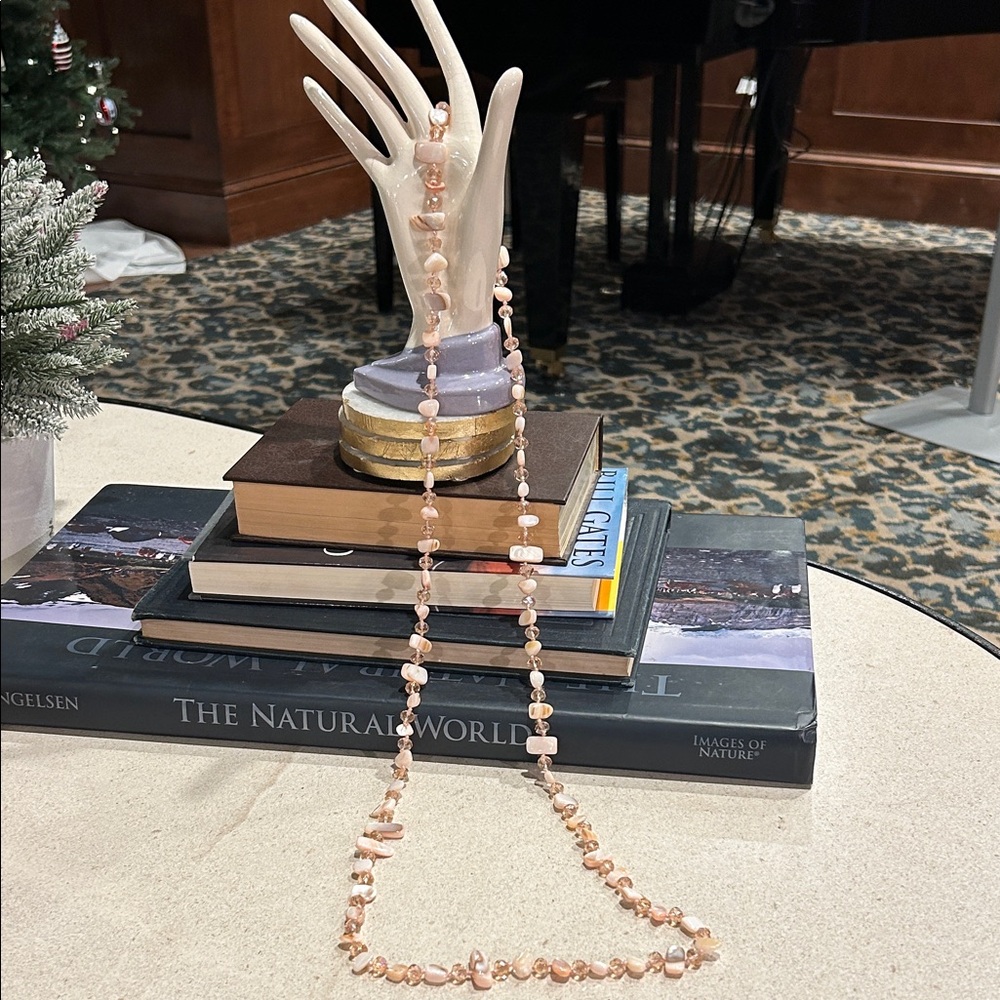 Elegant Beaded Necklace in Pink and Cream Coastal Cowgirl, wedding guest